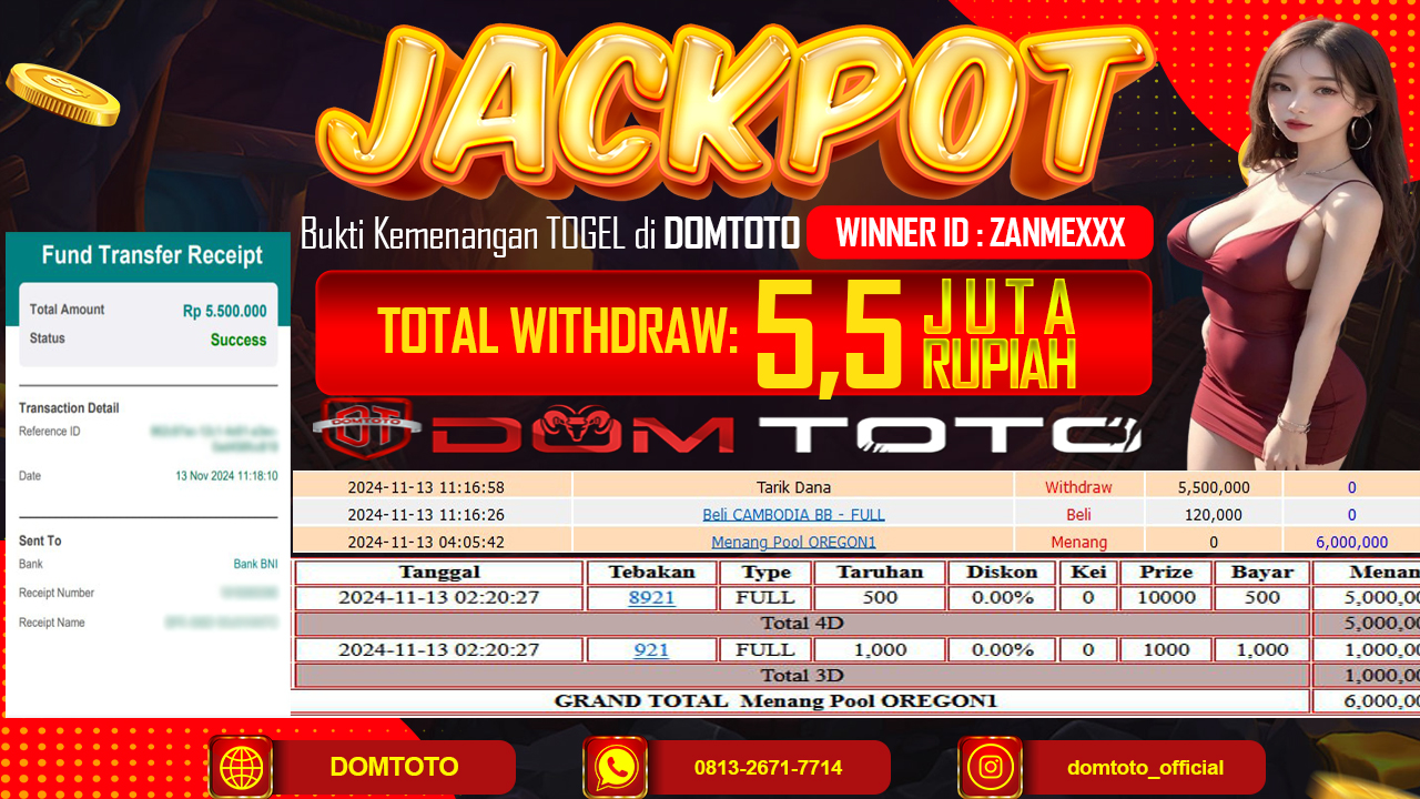JACKPOT TOGEL OREGON 13 NOVEMBER 2024